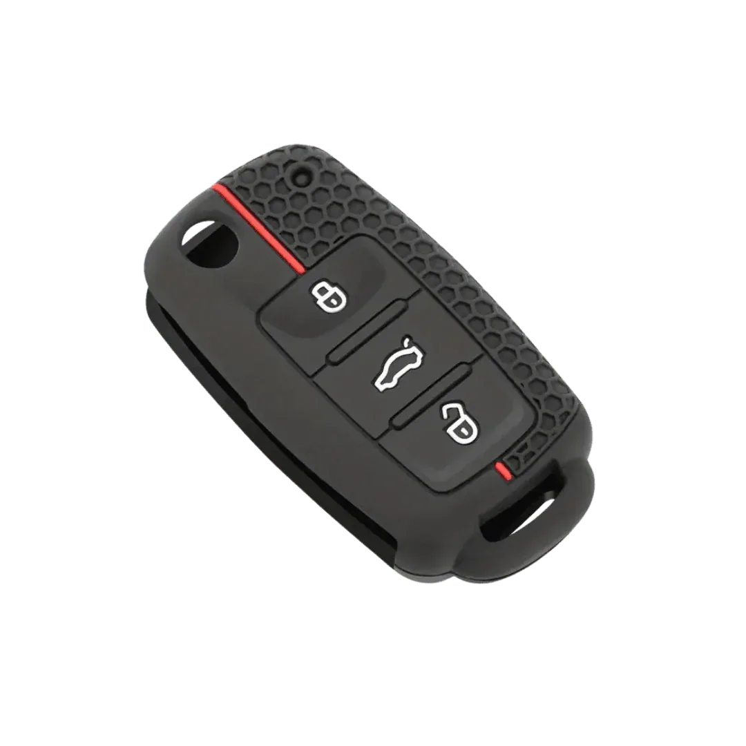 VW Black Silicone Remote Key Cover with Red Accents - SAF Motors