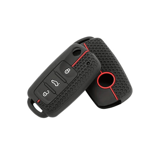 VW Black Silicone Remote Key Cover with Red Accents - SAF Motors