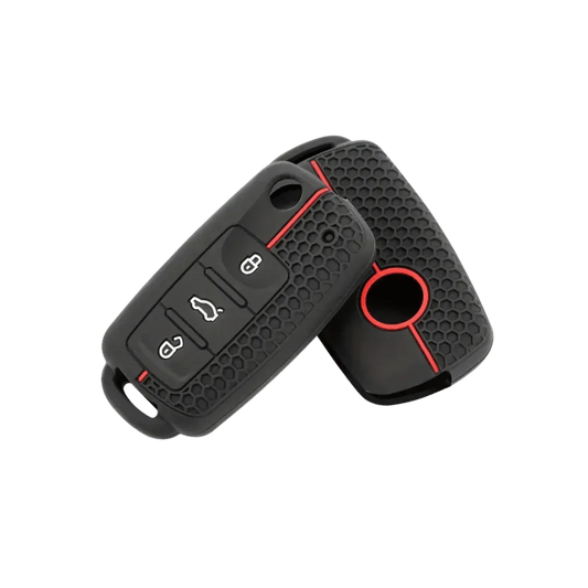 VW Black Silicone Remote Key Cover with Red Accents - SAF Motors