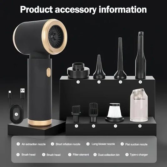 Wireless Car Vacuum Cleaner, Blow And Suck Dual-Purpose + Case - SAF Motors