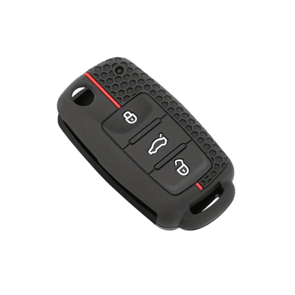 VW Black Silicone Remote Key Cover with Red Accents - SAF Motors
