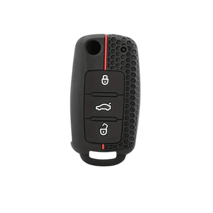 VW Black Silicone Remote Key Cover with Red Accents - SAF Motors