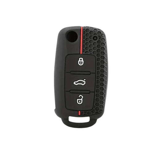 VW Black Silicone Remote Key Cover with Red Accents - SAF Motors